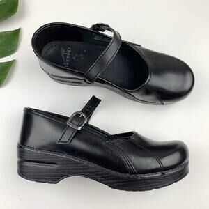 Dansko Mary Jane Clogs Black Leather Comfort Shoes Women's 38 US 7.5 8